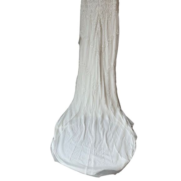 Lulus Modern Fairytale White Mesh Beaded Sequin Mermaid Wedding Dress - Picture 8 of 11